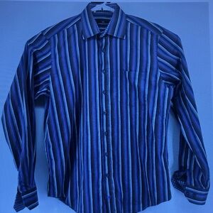 Men's Blue Striped Button-Down Shirt